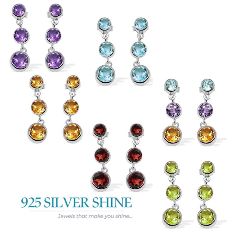 Genuine Garnet Gemstone Earrings In 925 Sterling Silver Jewelry 925SE1124_2