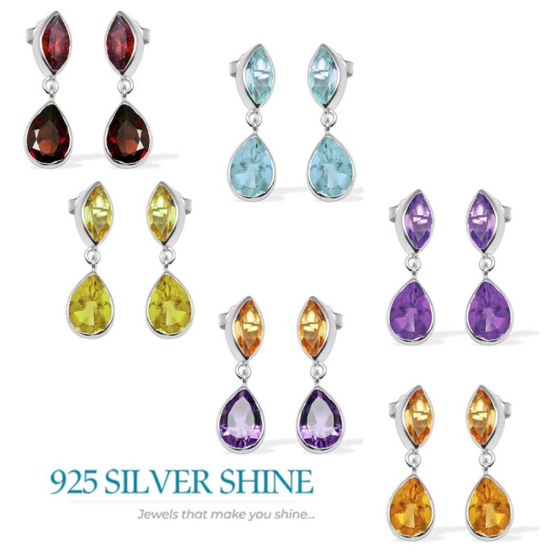 Genuine Lemon Quartz Gemstone Earrings In 925 Sterling Silver Jewelry 925SE1127_2