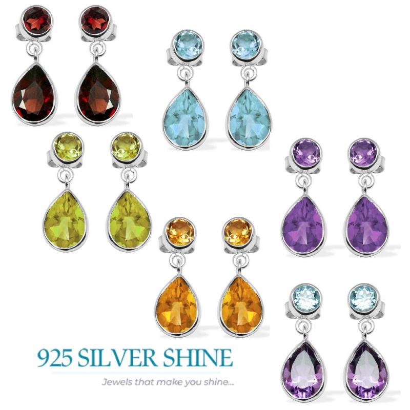 Semi Precious Citrine Gemstone Earrings In 925 Sterling Silver Jewelry 925SE1132_2