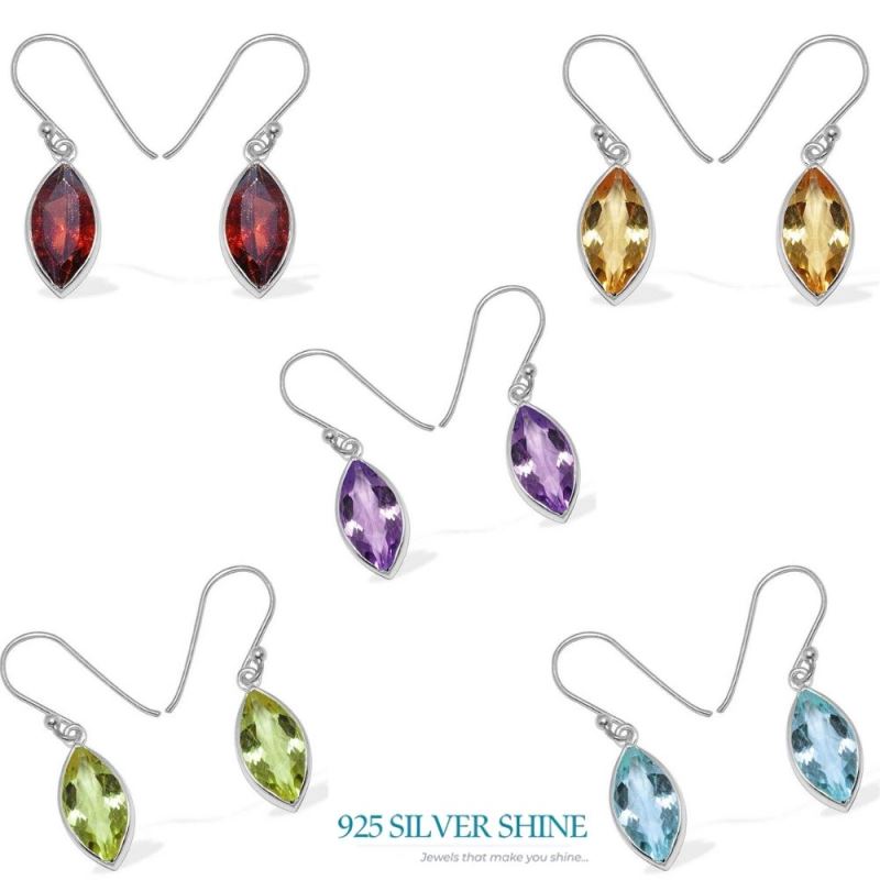 925 Sterling Silver Handmade Earrings In Blue Topaz Gemstone Jewelry 925SE1140_2