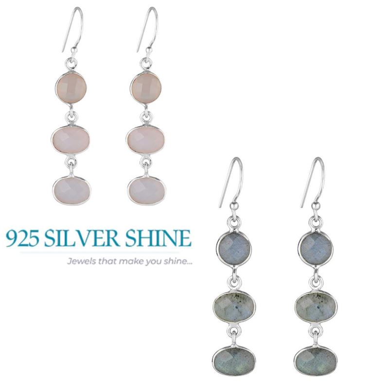 Semi Precious Labradorite Gemstone Earrings In 925 Sterling Silver Jewelry 925SE1868_2
