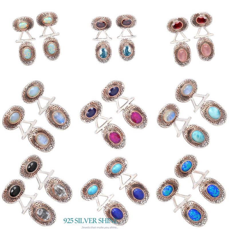 Semi Precious Multi Gemstone Earrings In 925 Sterling Silver Jewelry 925SE2133_3