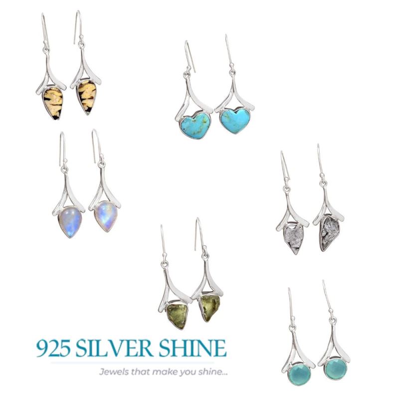 925 Sterling Silver Earrings In Chalcedony Gemstone Jewelry 925SE2160_3