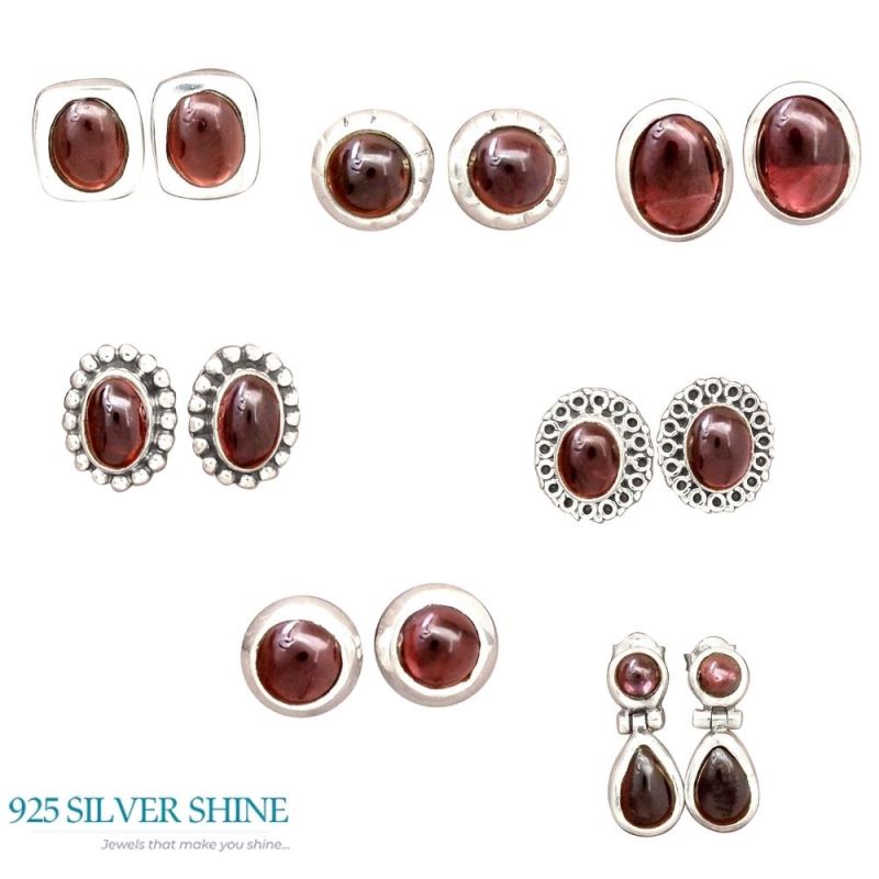 Natural Garnet Gemstone Earrings In 925 Sterling Silver Jewelry 925SE2214_2