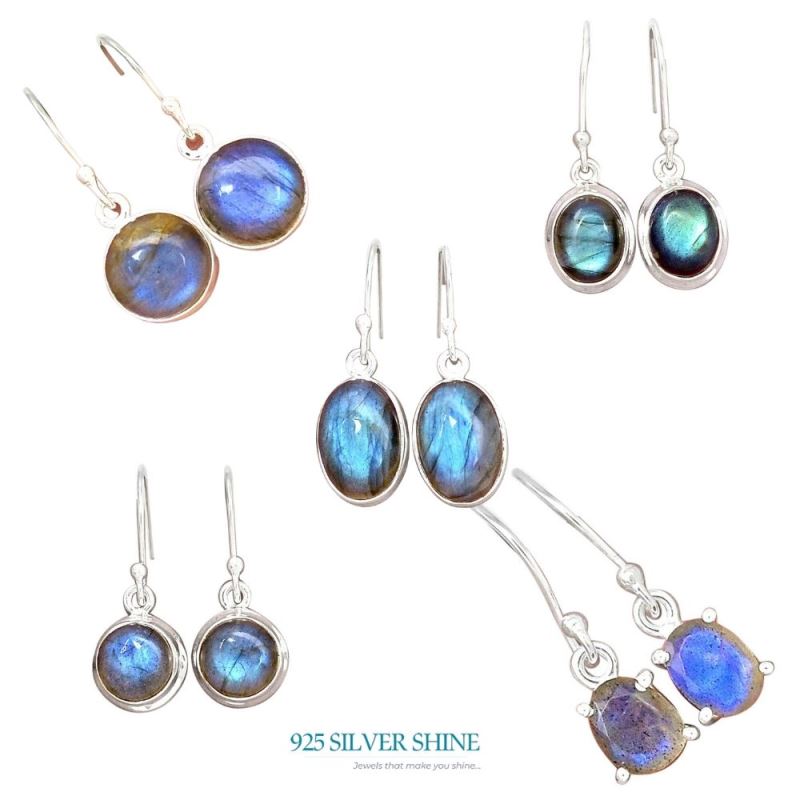 925 Sterling Silver Handmade Earrings In Labradorite Gemstone Jewelry 925SE2245_3