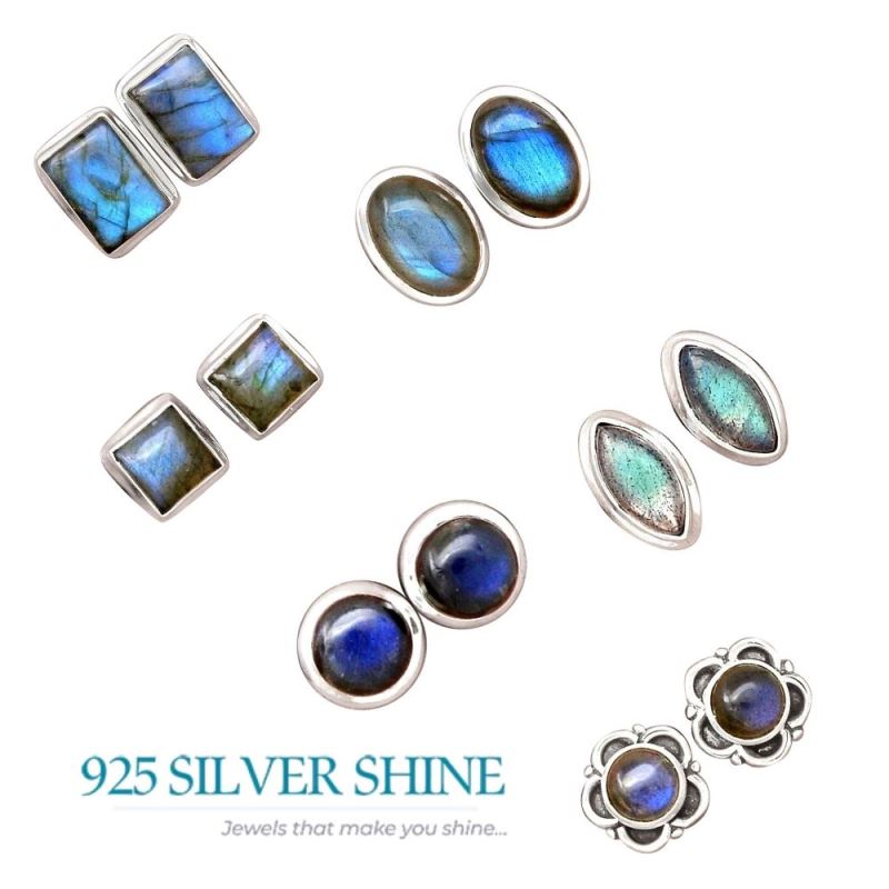 925 Sterling Silver Earrings In Semi Precious Labradorite Gemstone 925SE2252_3