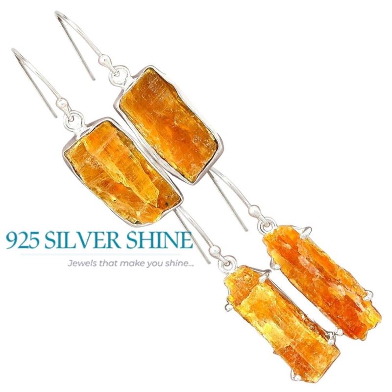 925 Sterling Silver Handmade Earrings In Honey Opal Gemstone Jewelry 925SE2329_3