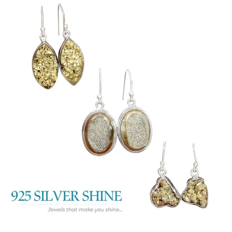 925 Sterling Silver Earrings In Druzy Gemstone Jewelry 925SE2376_3