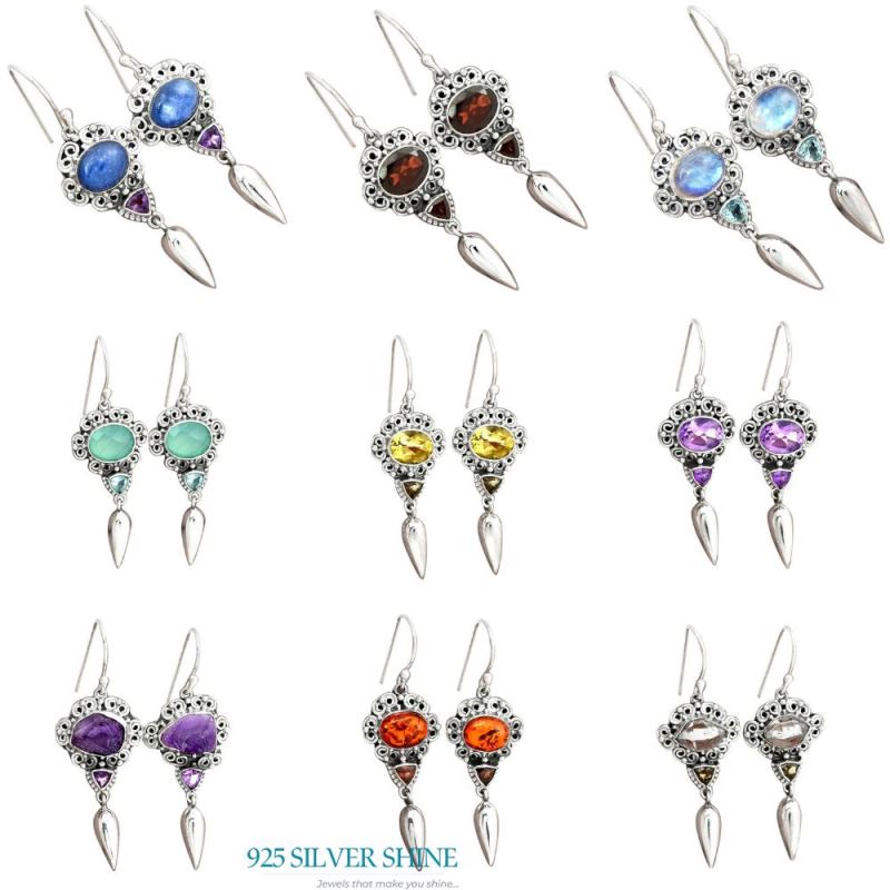 Natural Multi Gemstone Earrings In Fine 925 Sterling Silver 925SE2424_3
