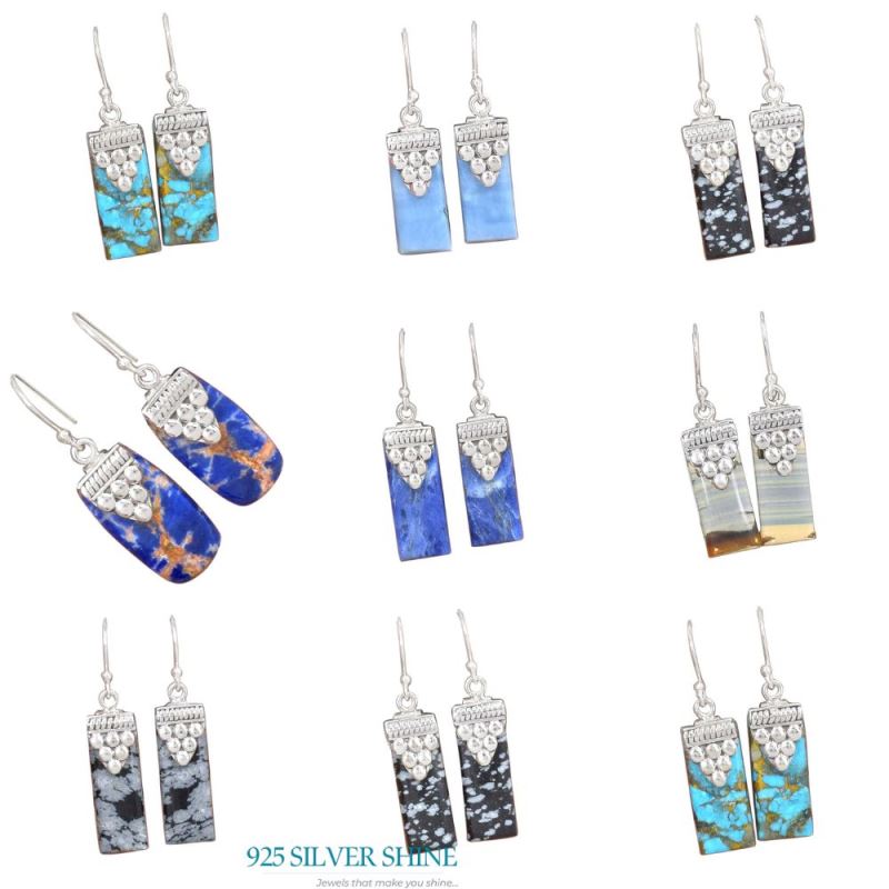 925 Sterling Silver Earrings In Eclipse Gemstone Jewelry 925SE2465_3