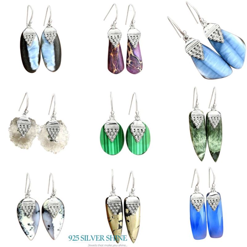 925 Sterling Silver Earrings In Dendritic Agate Gemstone Jewelry 925SE2475_7
