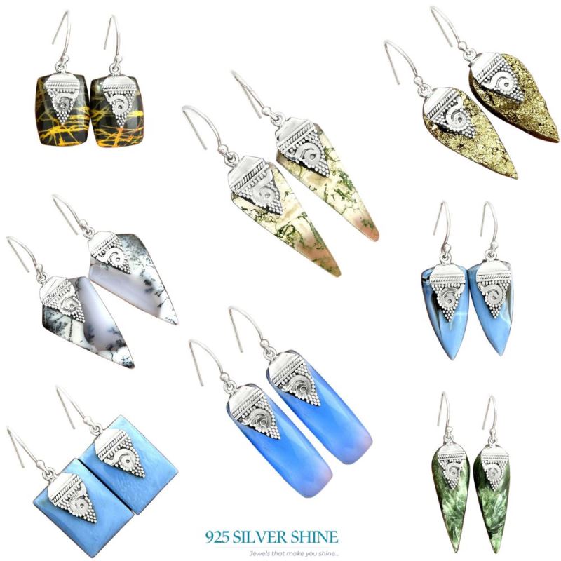 925 Sterling Silver Earrings In Genuine Druzy Gemstone 925SE2520_3