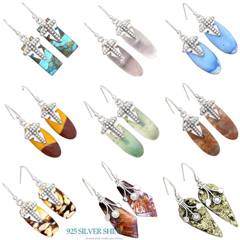 925 Sterling Silver Handmade Earrings In Cacoxenite Gemstone Jewelry 925SE2617_2