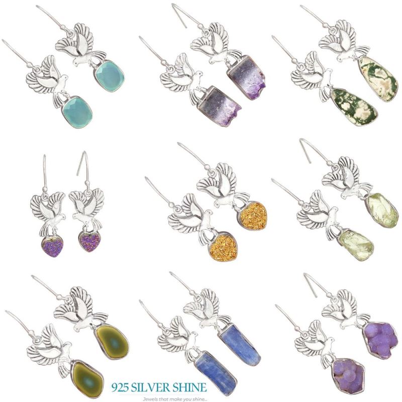 Natural Green Amethyst Gemstone Earrings In 925 Sterling Silver Jewelry 925SE2674_3