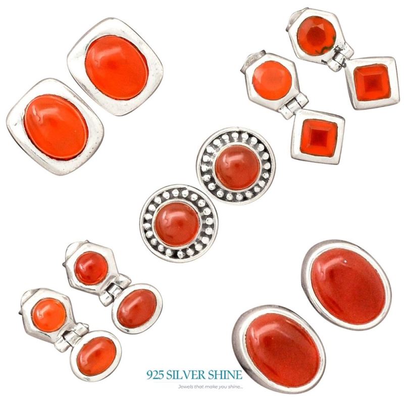 925 Sterling Silver Handmade Earrings In Carnelian Gemstone Jewelry 925SE2741_3