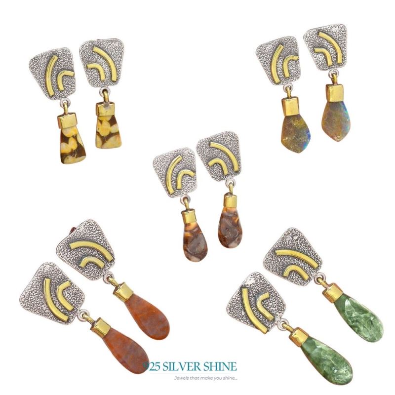 Natural Seraphinite Gemstone Earrings In 925 Sterling Silver Jewelry 925SE2766_3