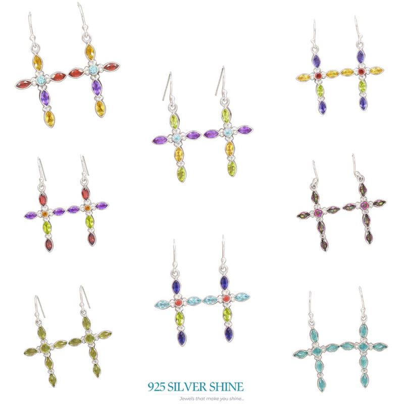 925 Sterling Silver Earrings In Genuine Mystic Topaz Gemstone 925SE2835_2