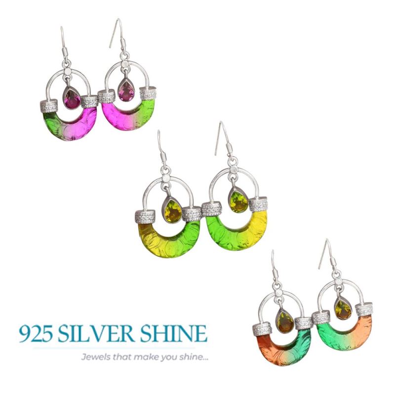 925 Sterling Silver Handmade Earrings In Quartz Gemstone Jewelry 925SE2856_3