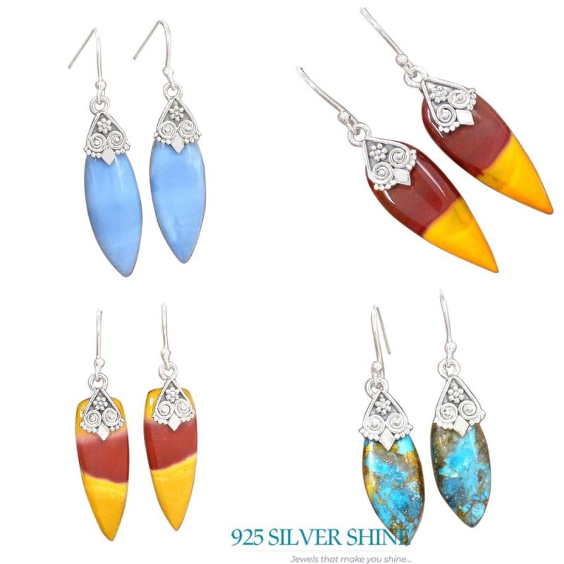 Natural Opal Gemstone Earrings In Solid 925 Silver 925SE2976_3