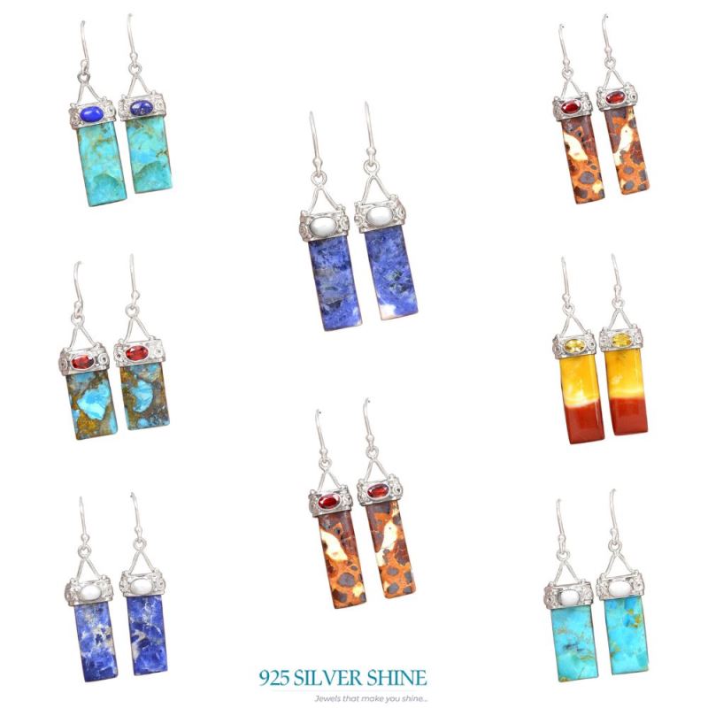 925 Sterling Silver Earrings In Multi Gemstone Jewelry 925SE3100_3