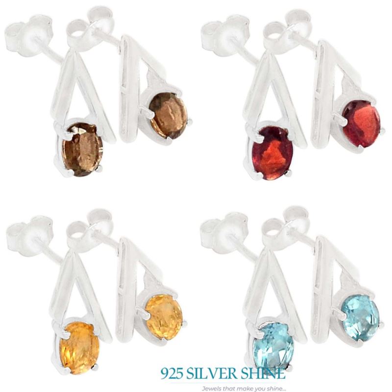 925 Sterling Silver Earrings In Natural Citrine Gemstone 925SE317_0