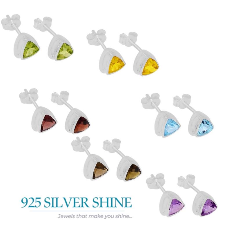 925 Sterling Silver Earrings In Semi Precious Peridot Gemstone 925SE324_1
