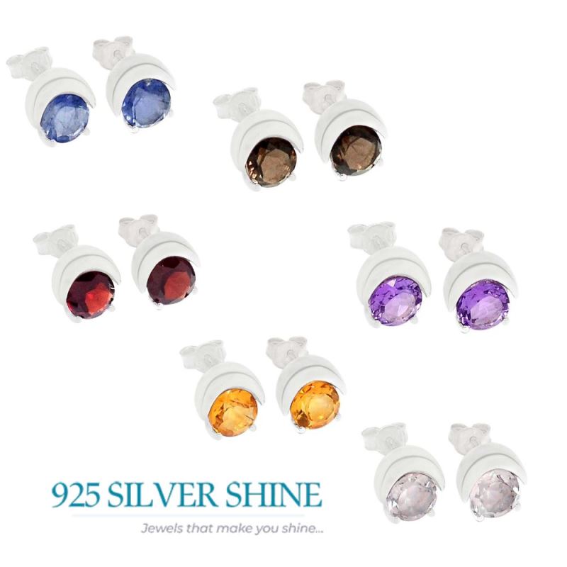 925 Sterling Silver Earrings In Semi Precious Citrine Gemstone 925SE327_1