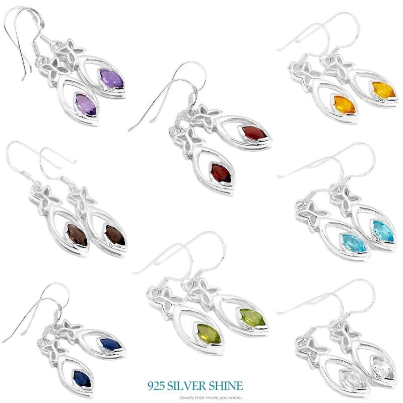 Genuine Peridot Gemstone Earrings In 925 Sterling Silver Jewelry 925SE337_1