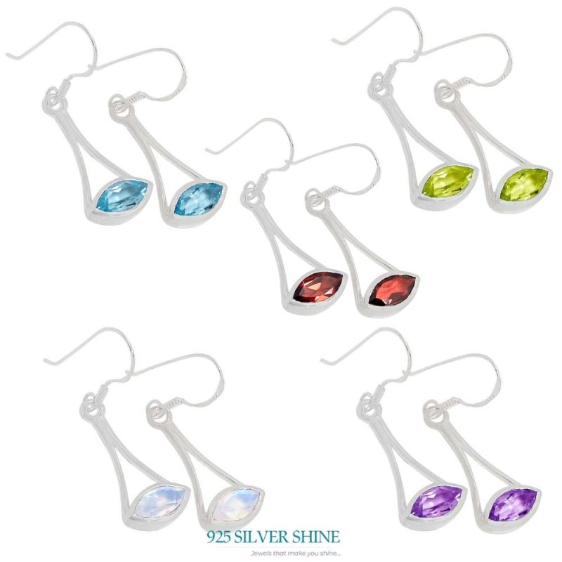 925 Sterling Silver Handmade Earrings In Blue Topaz Gemstone Jewelry 925SE347_1