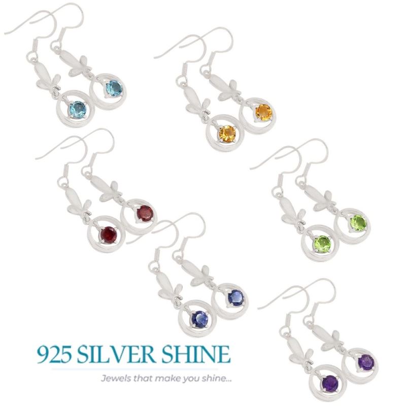 925 Sterling Silver Earrings In Citrine Gemstone Jewelry 925SE353_1