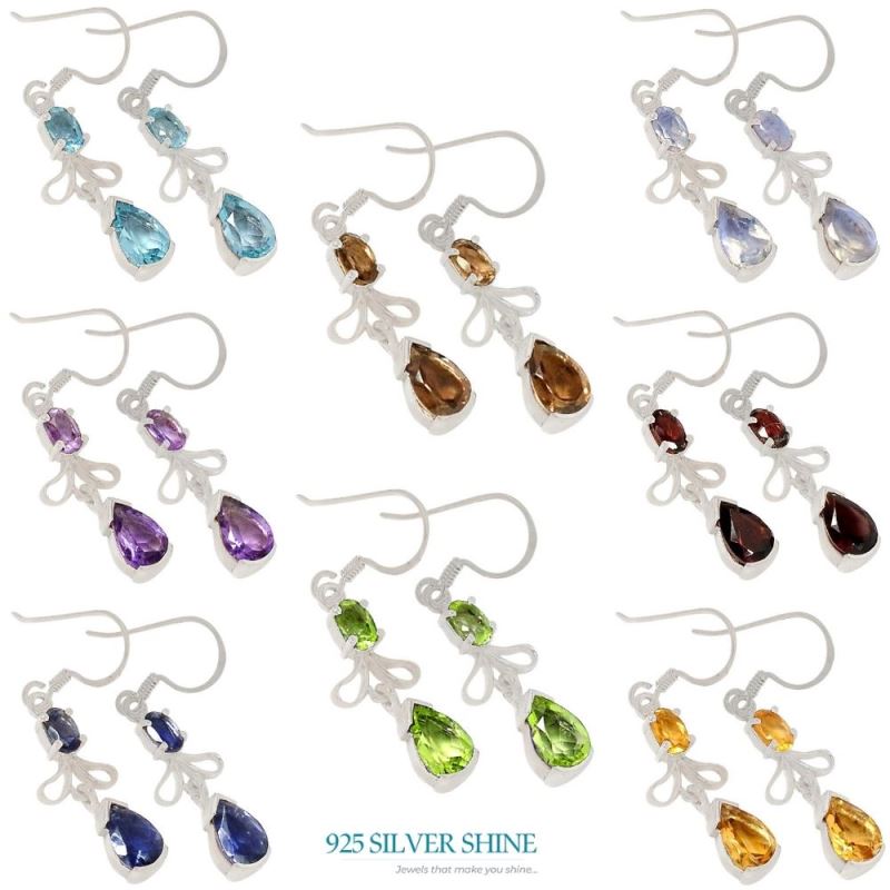 925 Sterling Silver Earrings In Rainbow Moonstone Jewelry 925SE376_1
