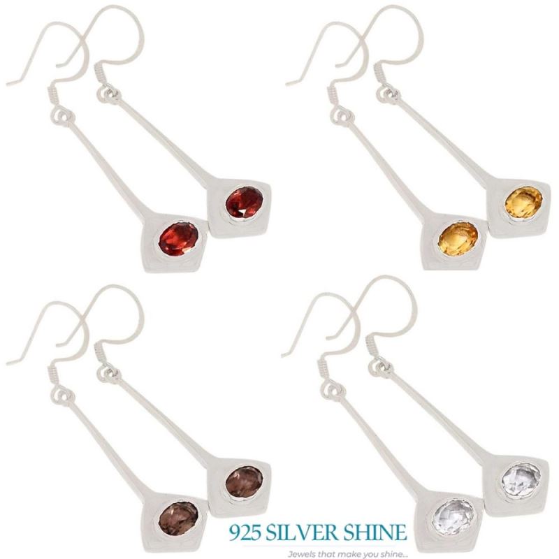 Solid 925 Silver Earrings In Natural Crystal Gemstone 925SE381_0