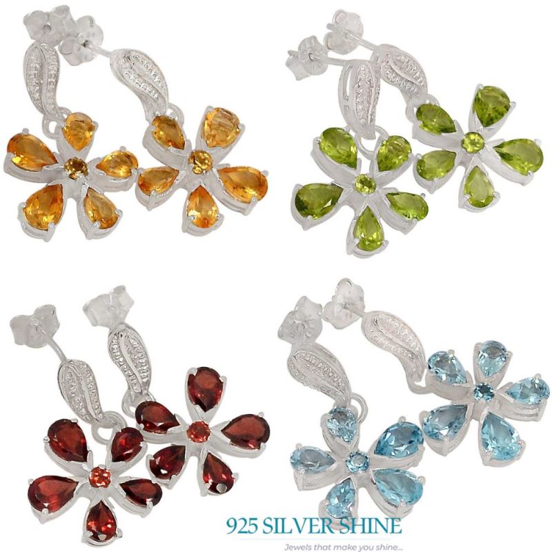 Natural Peridot Gemstone Earrings In Fine 925 Sterling Silver 925SE393_1