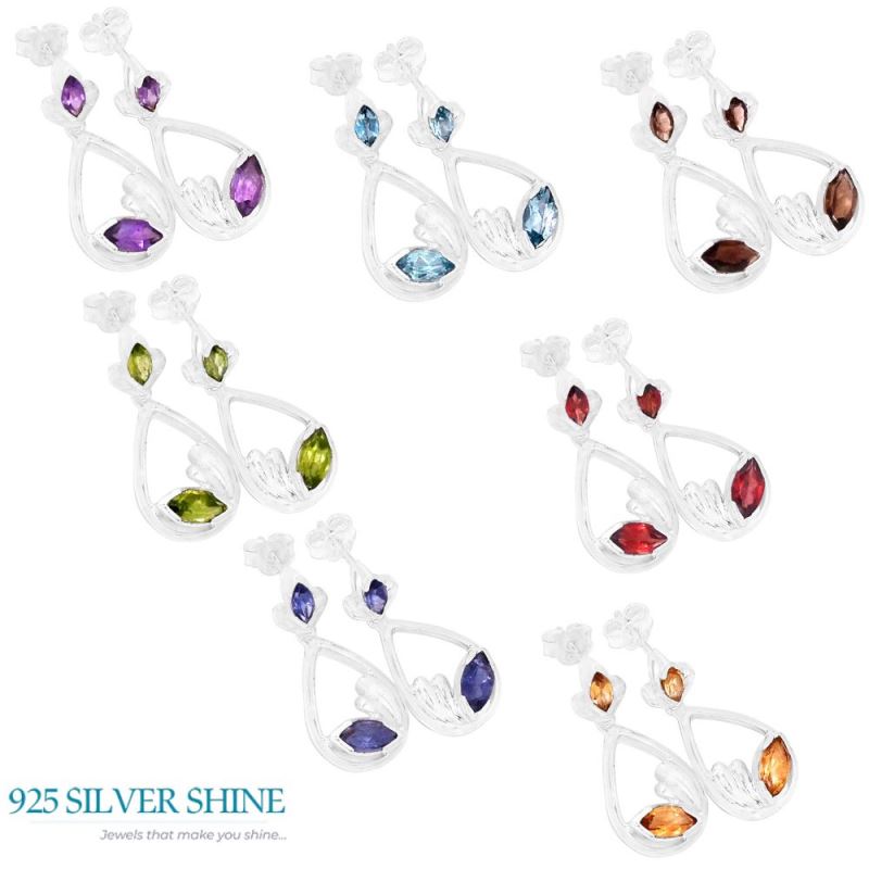 925 Sterling Silver Earrings In Iolite Gemstone Jewelry 925SE436_1