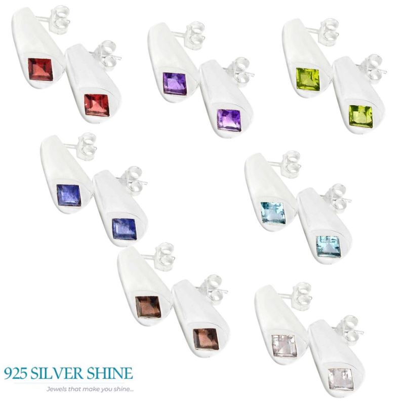 925 Sterling Silver Earrings In Iolite Gemstone Jewelry 925SE442_1