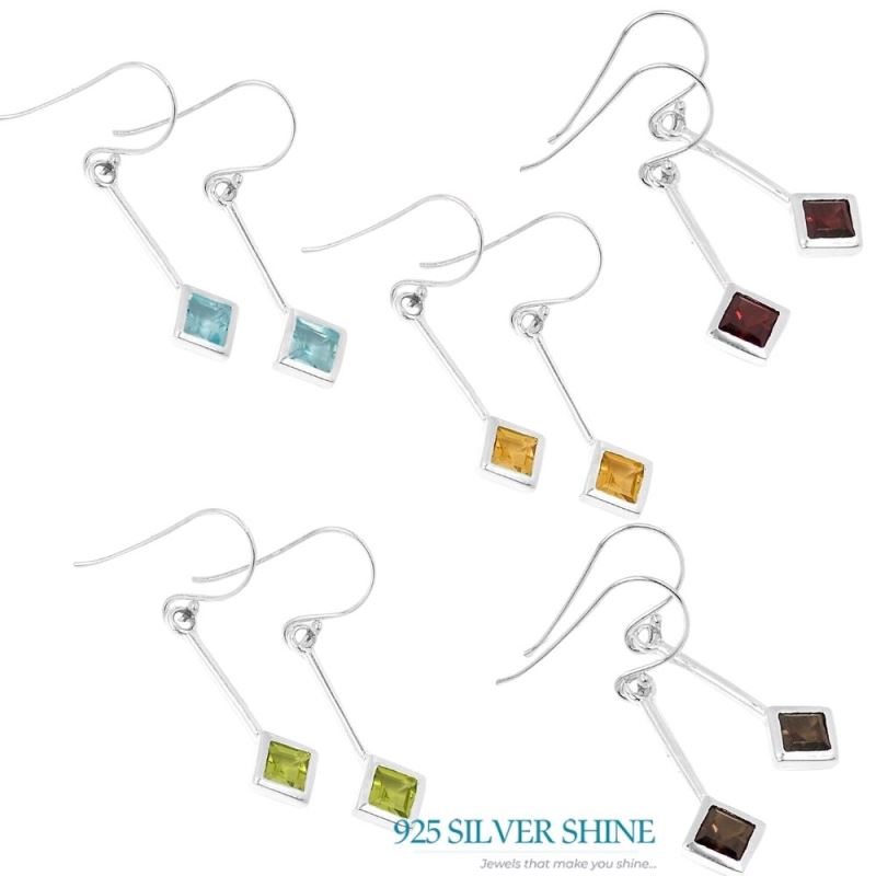 925 Sterling Silver Handmade Earrings In Citrine Gemstone Jewelry 925SE452_1