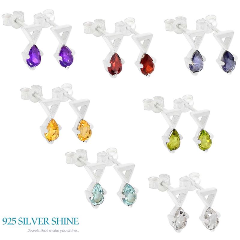 Natural Blue Topaz Gemstone Earrings In 925 Sterling Silver 925SE466_1