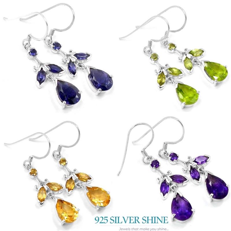 925 Sterling Silver Earrings In Peridot Gemstone Jewelry 925SE504_0