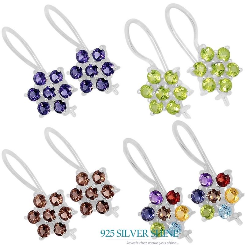 925 Sterling Silver Handmade Earrings In Smoky Quartz Gemstone Jewelry 925SE508_1