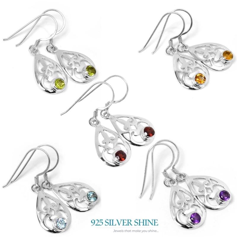 925 Sterling Silver Earrings In Peridot Gemstone Jewelry 925SE513_0