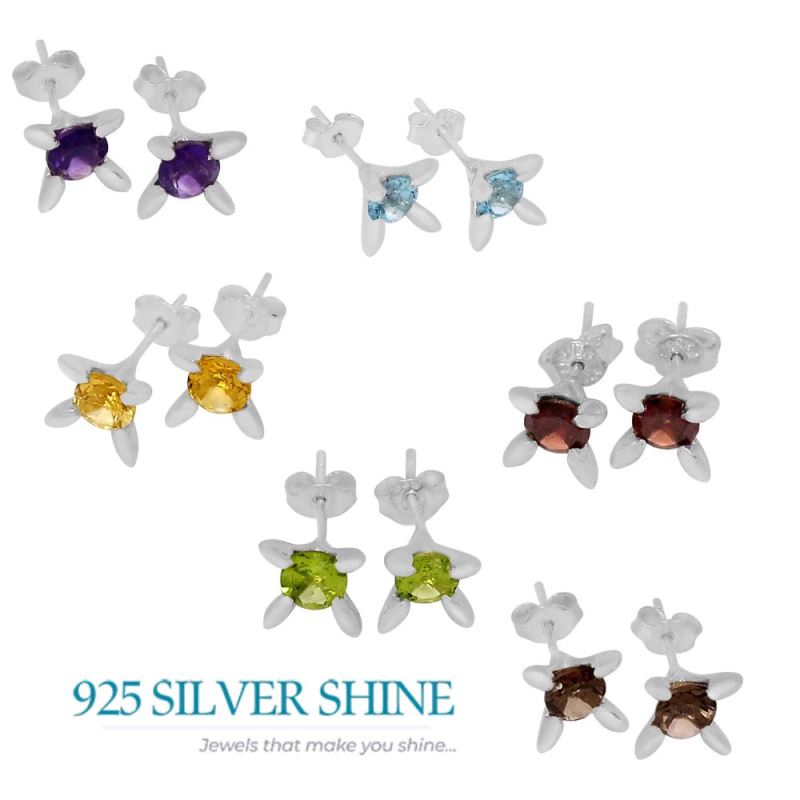 925 Sterling Silver Earrings In Semi Precious Peridot Gemstone 925SE537_1