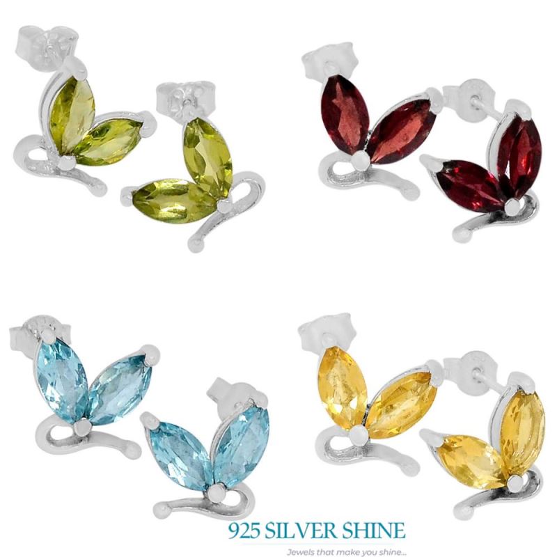 Natural Peridot Gemstone Earrings In Fine 925 Sterling Silver 925SE551_1