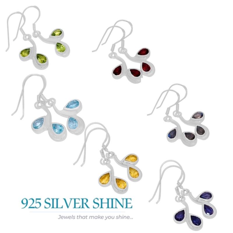 925 Sterling Silver Earrings In Semi Precious Peridot Gemstone 925SE558_1