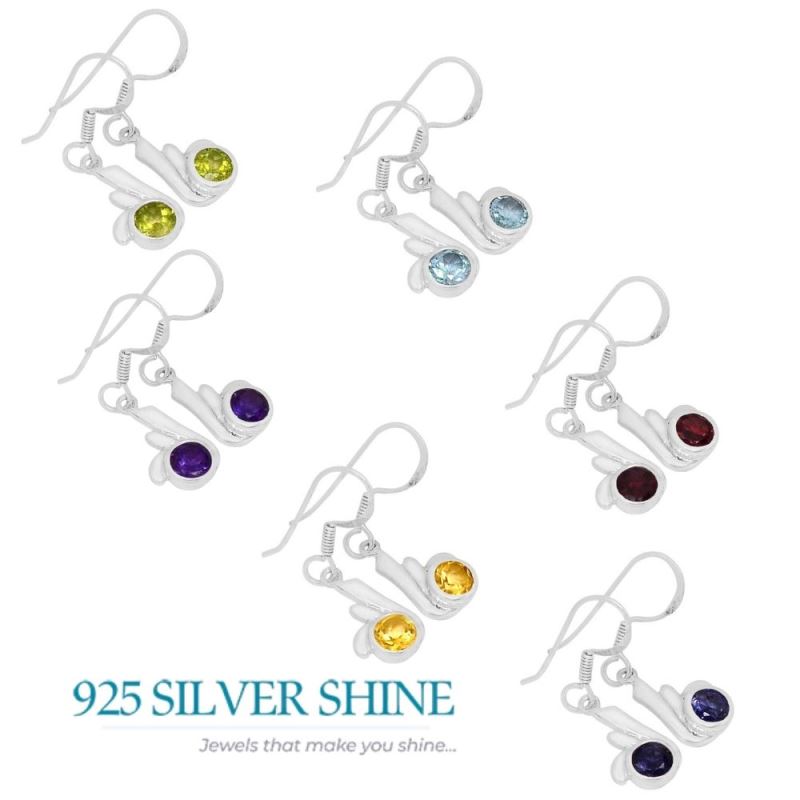925 Sterling Silver Earrings In Semi Precious Amethyst Gemstone 925SE564_1