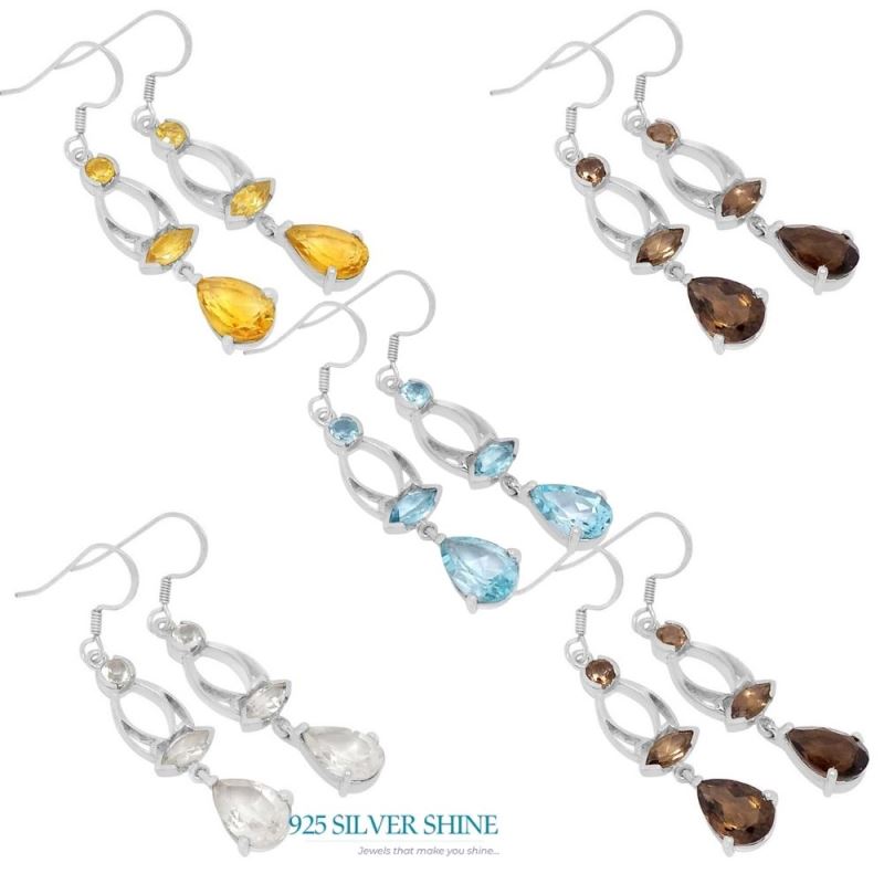 Natural Citrine Gemstone Earrings In 925 Sterling Silver Jewelry 925SE578_1