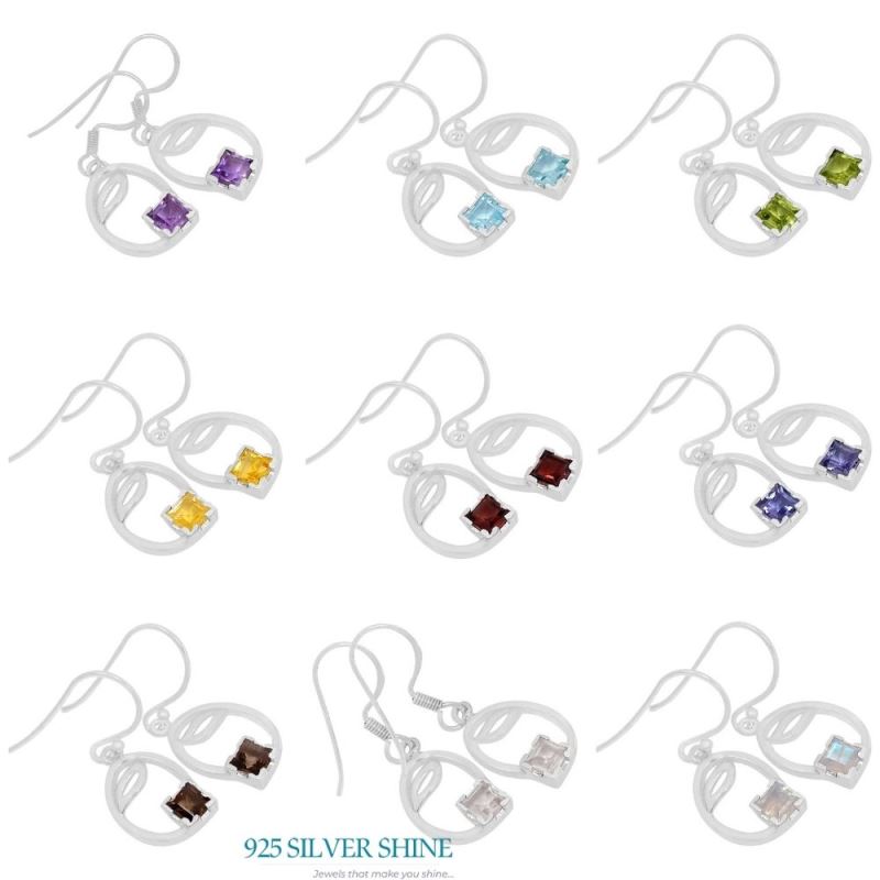 925 Sterling Silver Earrings In Amethyst Gemstone Jewelry 925SE581_1