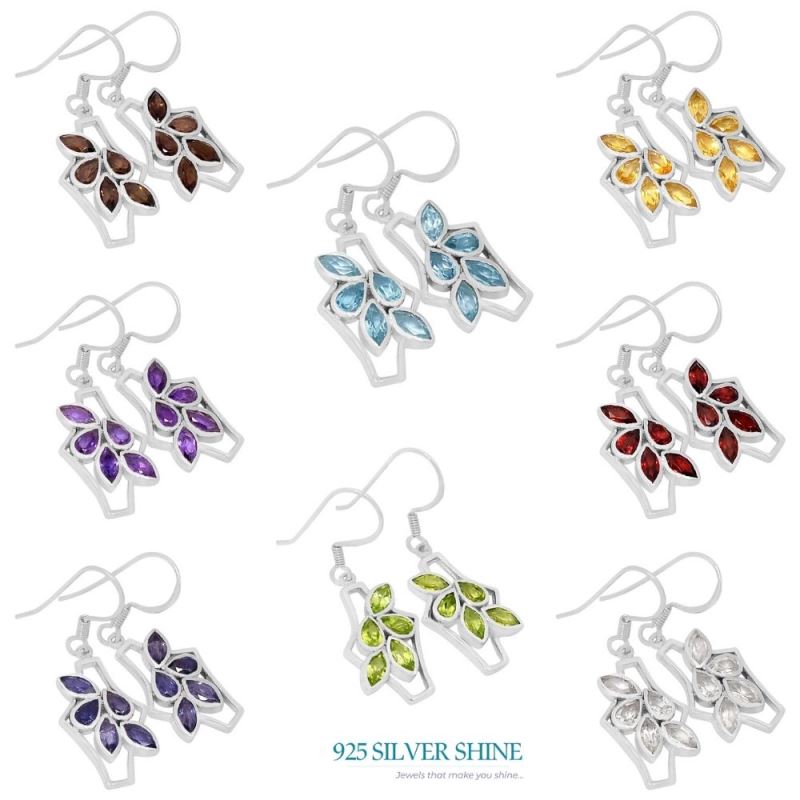925 Sterling Silver Handmade Earrings In Peridot Gemstone Jewelry 925SE614_1