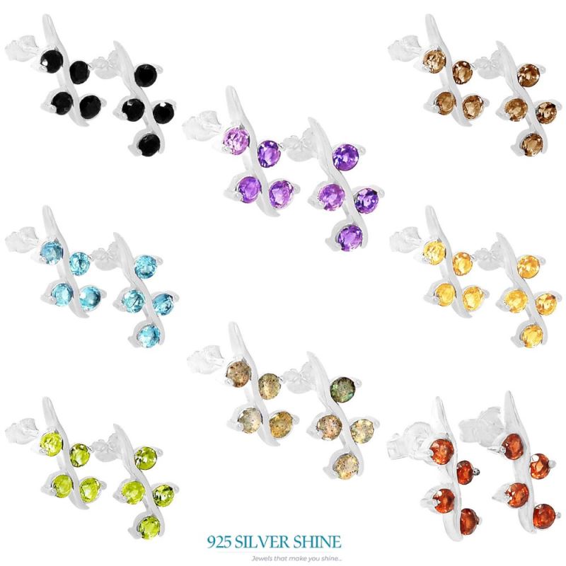 Solid 925 Silver Earrings In Natural Blue Topaz Gemstone 925SE618_0