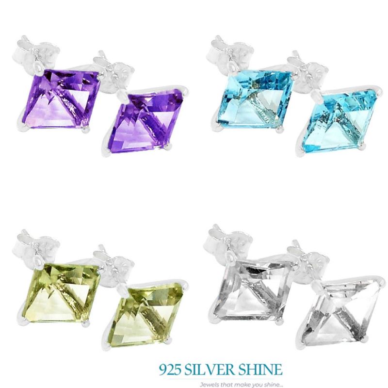 Genuine Blue Topaz Gemstone Earrings In 925 Sterling Silver 925SE626_0