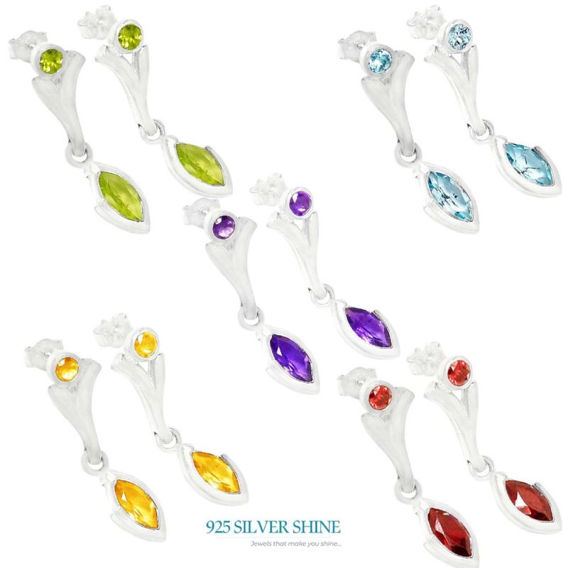 Natural Blue Topaz Gemstone Earrings In Fine 925 Sterling Silver 925SE630_1